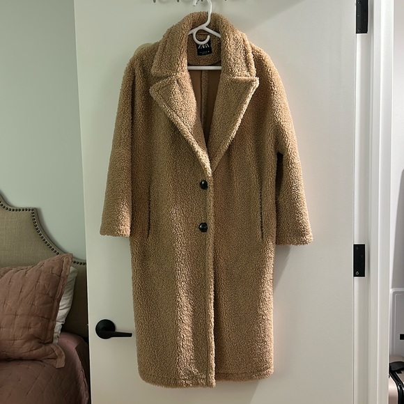 Zara Jackets & Blazers - zara beige teddy jacket size small